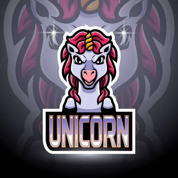 Unicorn Esport Logo Mascot Design — Διανυσματικό Αρχείο