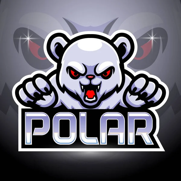 Projekt Logo Maskotki Esportu Niedźwiedzia Polarnego — Wektor stockowy
