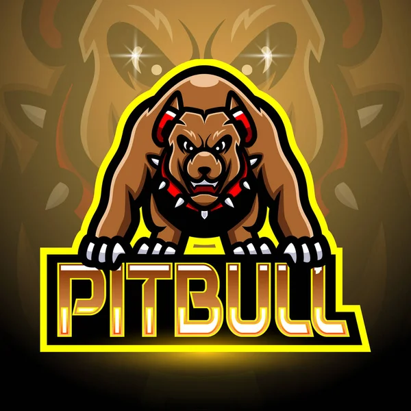 Pitbull Esport Logotipo Mascote Design —  Vetores de Stock