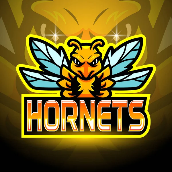 Hornets Mascot Esport Logo Design — ストックベクタ