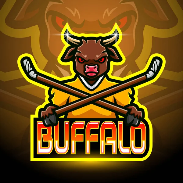 Diseño Mascota Del Logotipo Buffalo Esport — Archivo Imágenes Vectoriales