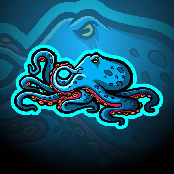Kraken Esport Logotipo Mascote Design — Vetor de Stock