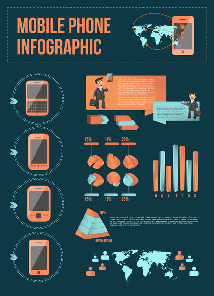 Mobile phone infographic with elements