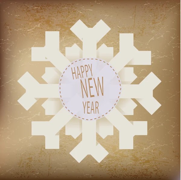 Орігамі сніжинка з щасливим новорічним текстом — стоковий вектор