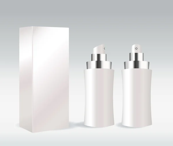 Envase cosmético blanco para crema facial, gel, suero o base — Vector de stock