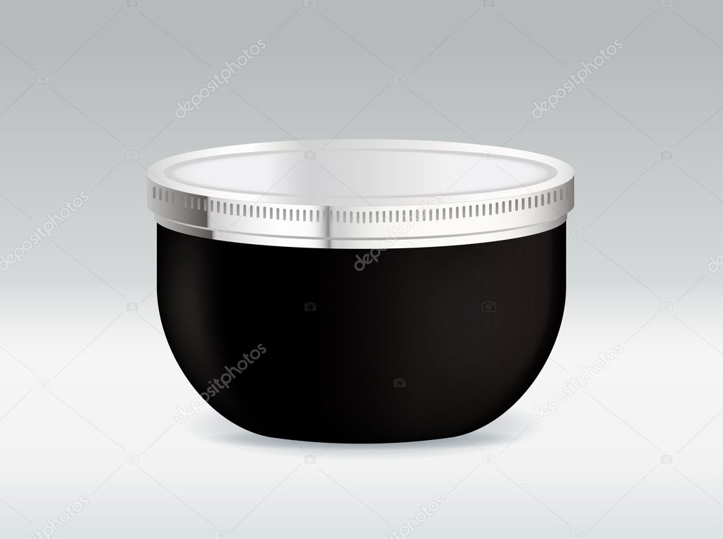 Black cosmetic container for body cream or hair gel