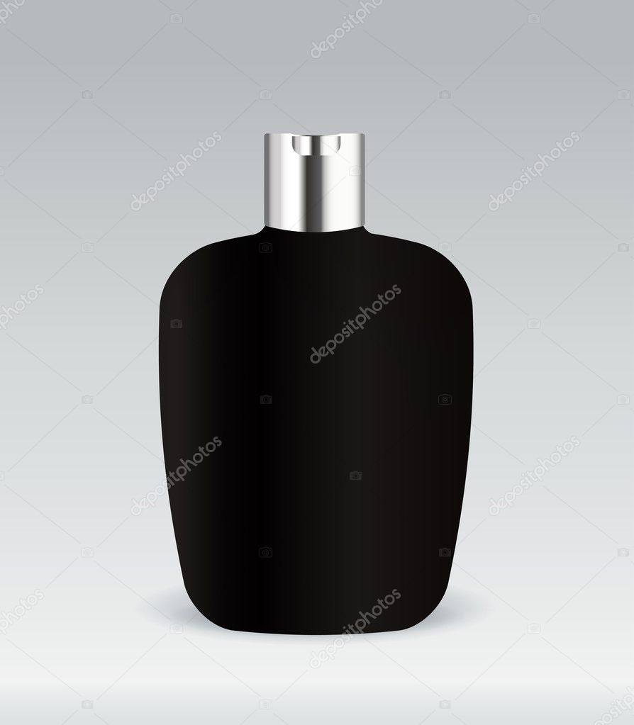 Black cosmetic container bottle