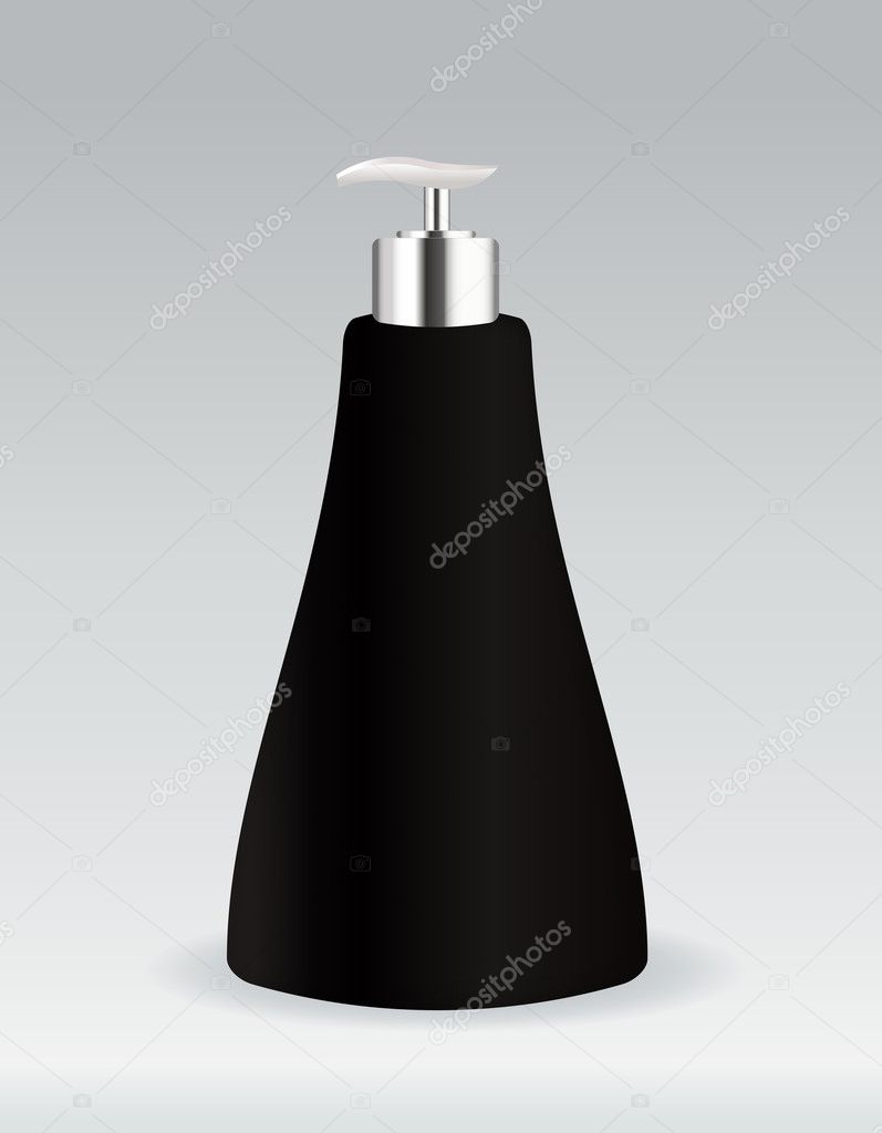 Black cosmetic container bottle for soap or gel