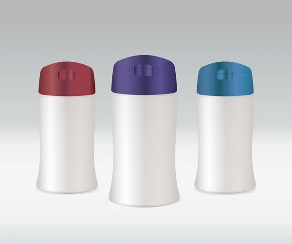 Plastic bottles for shampoo and shower gel — Stock Vector