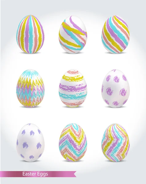 Conjunto de coloridos huevos de Pascua — Vector de stock