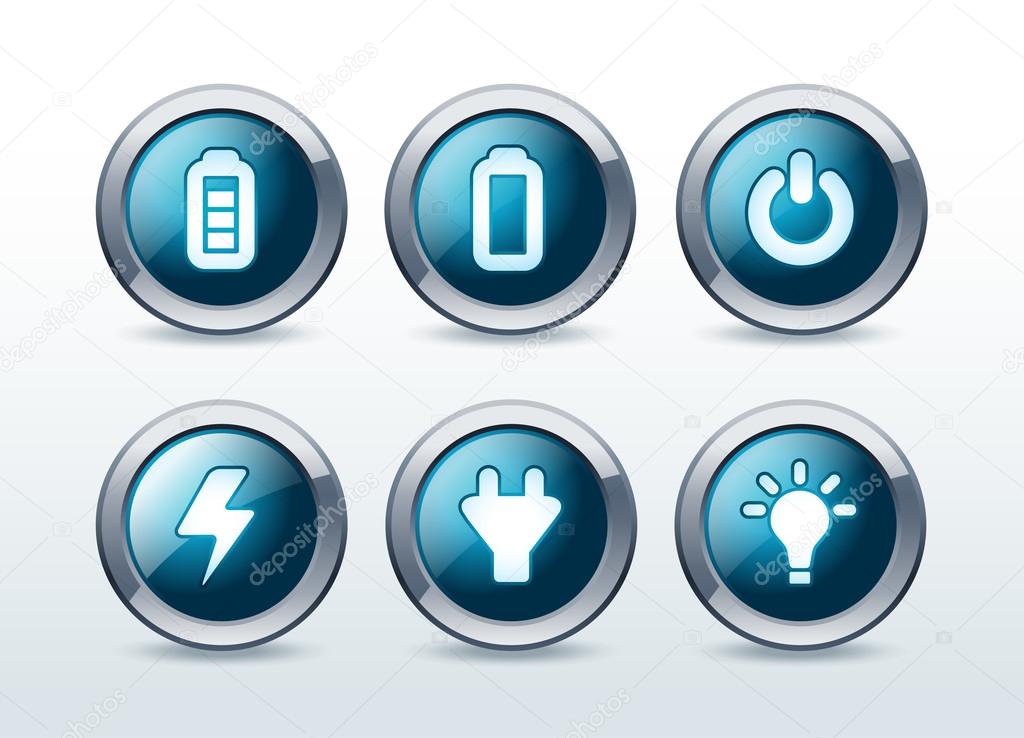 Web energy button icon set vector illustration