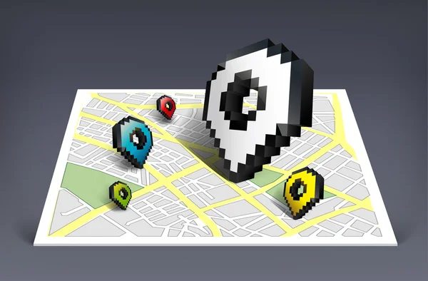 Mappa icona cursore puntatore con mappa della città illustrazione vettoriale — Vettoriale Stock