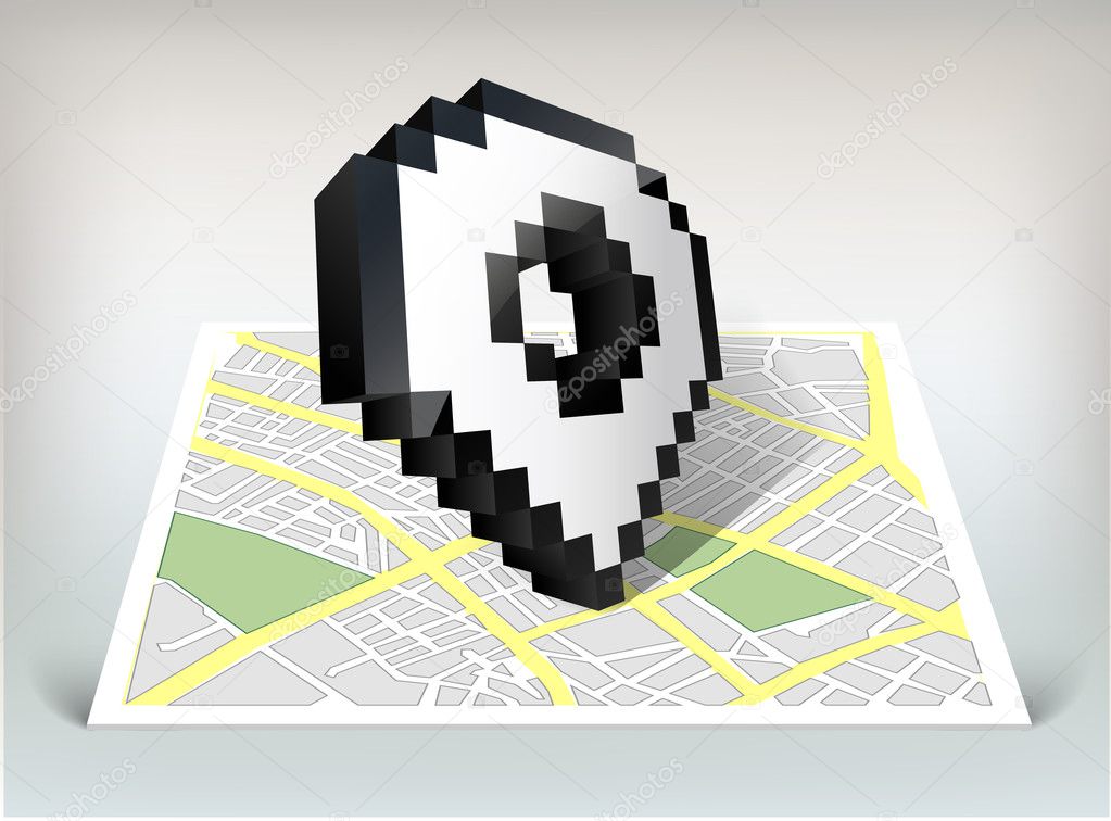 City map with pointer cursor icon vector illustration