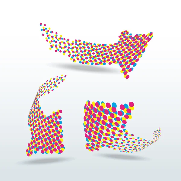 Cmyk pointillé flèches icône jeu illustration vectorielle — Image vectorielle