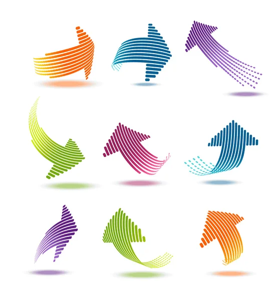 Flèches avec lignes vectorielles jeu d'illustration — Image vectorielle
