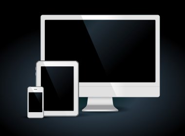 White set mobile phone, tablet pc and computer clipart