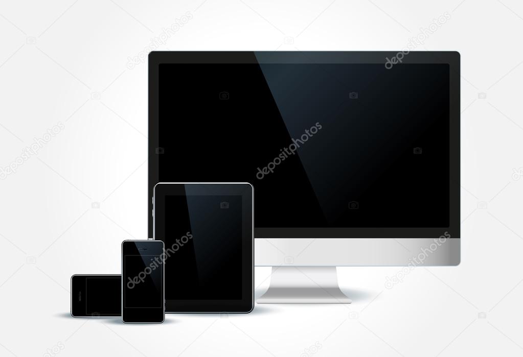 Vector set mobile phone, tablet pc and computer
