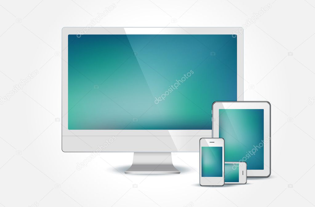 set mobile phone, tablet pc and computer
