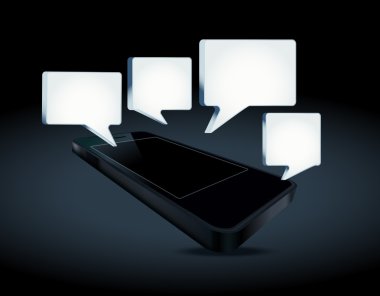 Konuşma baloncuklu cep telefonu
