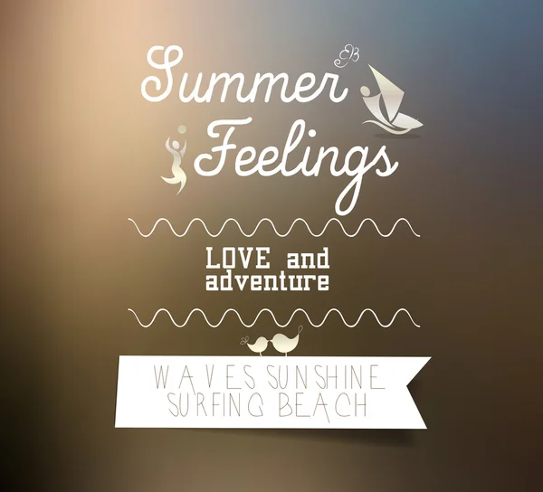 Sentimentos de verão tipografia - fundo borrado Vetores De Stock Royalty-Free