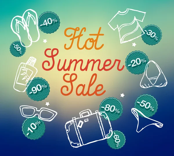 Hot verão venda banner vetor ilustração — Vetor de Stock