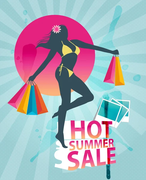 Hot summer sale banner — Stock Vector