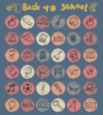 serbest çizim okul Icons set