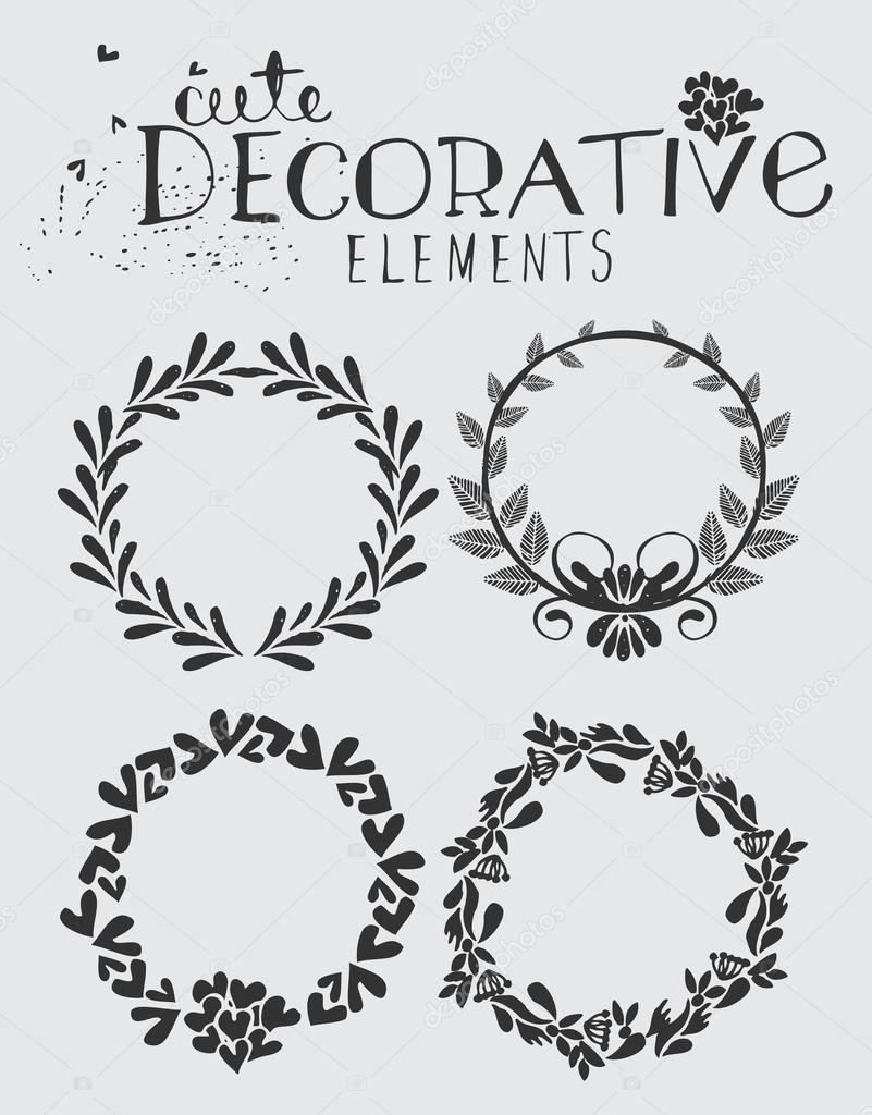 Vintage Hand Drawn Wreath with Floral Elements