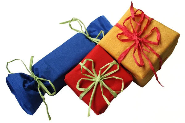 Три красочных подарка — стоковое фото