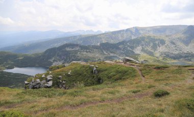 Beautiful Rila Mountain range in Bulgaria and its famous Seven lakes, general view