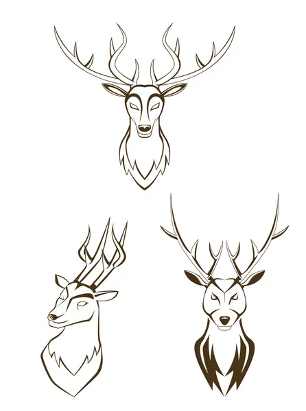 Set deer head — Stock Vector