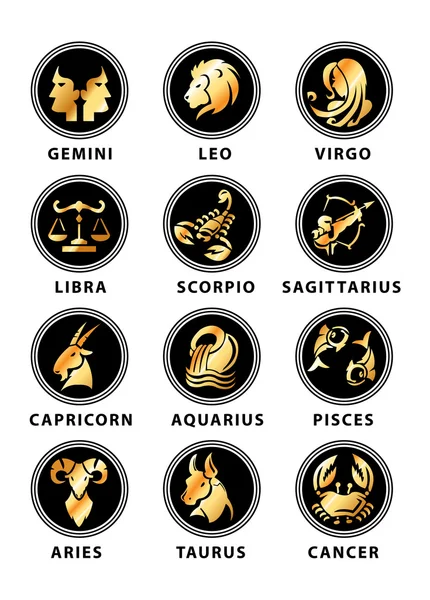 Conjuntos de signos del zodíaco — Vector de stock
