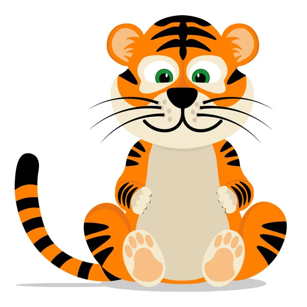 Добрый Забавный Тигр Векторная Иллюстрация Белом Фоне — стоковый вектор