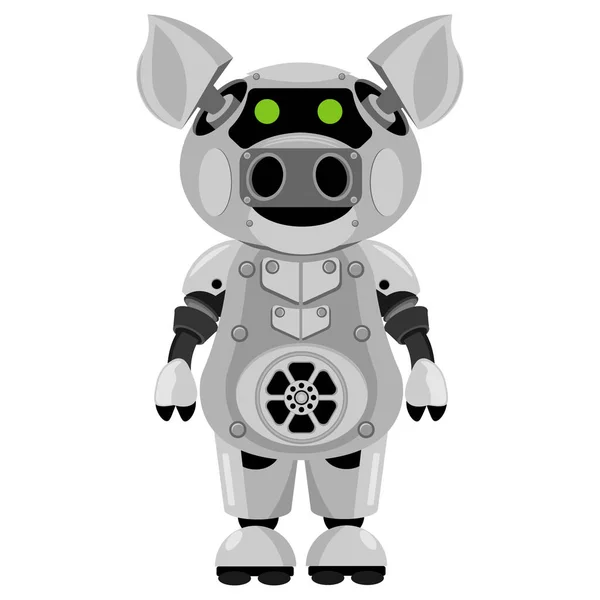 Leitão Robô Vector Porco Cyborg Fundo Branco —  Vetores de Stock