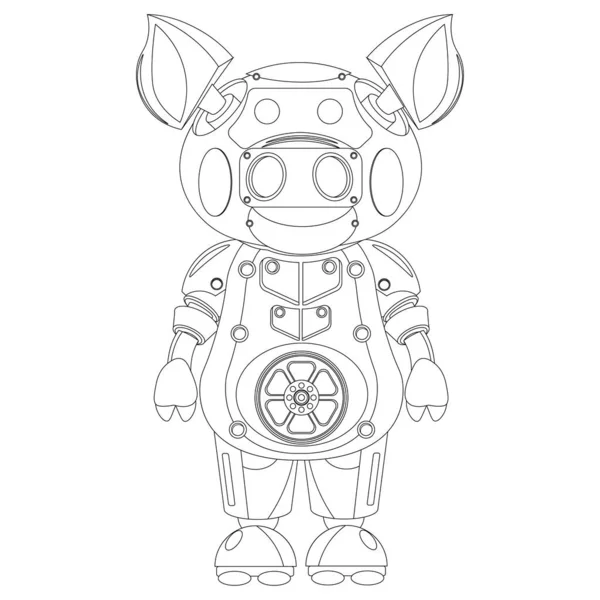 Livre Coloriage Robot Cochon Illustration Vectorielle — Image vectorielle