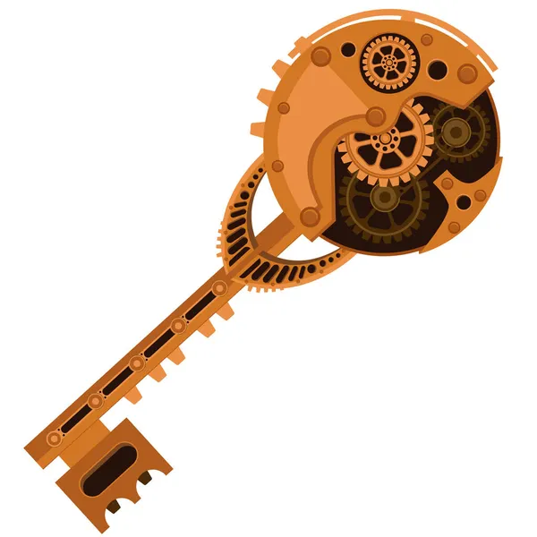 蒸汽朋克古老的钥匙 装饰元素装饰在蒸汽朋克风格 向量例证 — 图库矢量图片