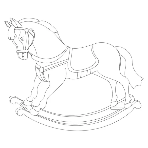 Rocking Horse Coloring Book Children Toy Vector Illustration — Stock Vector