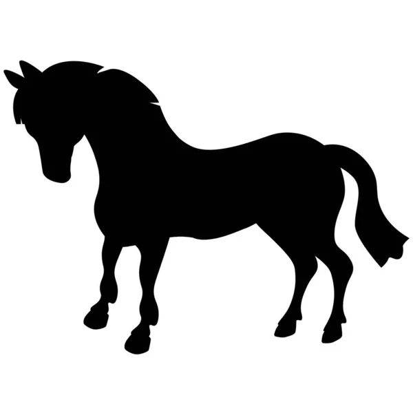 Vector Silhouette Pony Horse Cartoon Style Illustration — Stock Vector