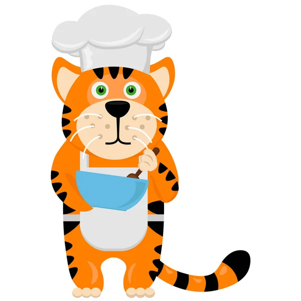 Drôle Chef Tigre Illustration Vectorielle — Image vectorielle