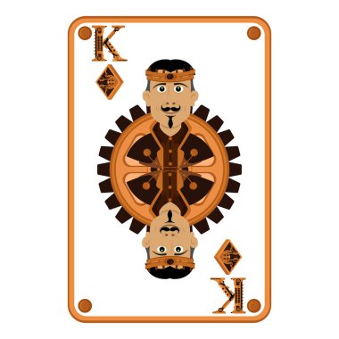 Karo papazı Steampunk stiliyle kart oynuyor. Vektör illüstrasyonu.