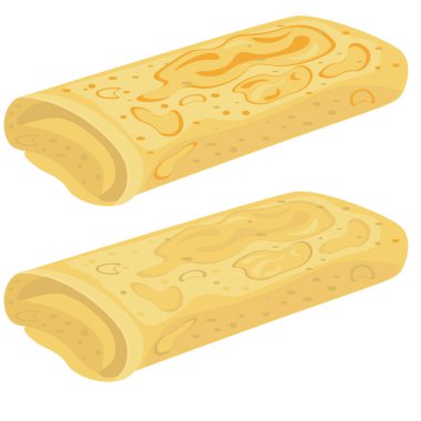 Sarılmış gözleme. Beyaz arkaplanda vektör illüstrasyonu.