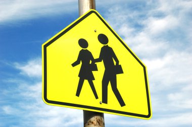 School Crossing Sign and Sky clipart