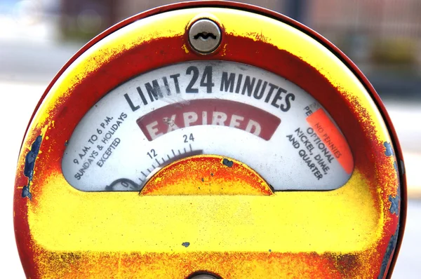 Yellow Parking Meter Expired — Stock Photo, Image