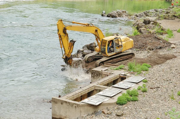 Vatten trackhoe — Stockfoto