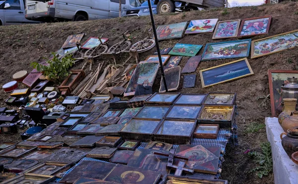 Kropyvnytskyi Ukraine September 2021 Antique Flea Market Selling Buying Antiques — Stock Photo, Image