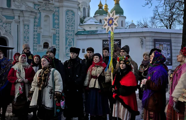Kiev Oekraïne December 2021 Sophia Kathedraal Deelnemers Traditionele Kerstmis Van — Stockfoto
