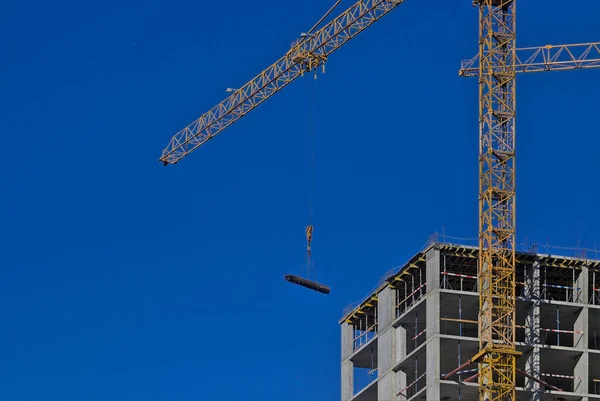 Abstract Fragment Modern Construction High Rise Residential Complex Crane High — стоковое фото