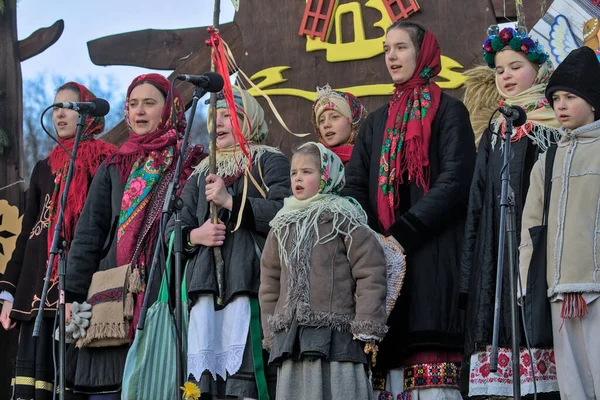 Kyiv Ukrayna Ocak 2022 Ortodoks Noel Kutlamaları Sırasında Ukraynalılar Ulusal — Stok fotoğraf