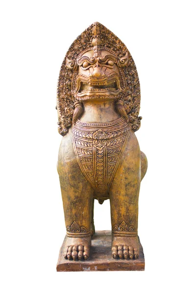 Статуя тайского льва в тайском общественном храме . — стоковое фото