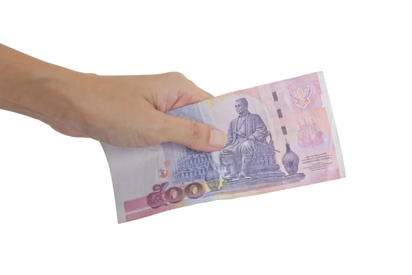 Thai Banknote 500 Baht In Hand. — Stock Photo, Image